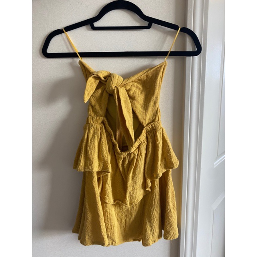 Yellow Strapless Tie Dress